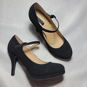 Daily Shoes San Francisco Black Mary Jane Suede Heels Womens Size 8.5 US 38.5 EU